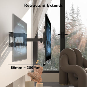 BONTEC Supporto da Parete per TV al Plasma LED LCD Piatti e Curvi 23-70 inch, Inclinazione Girevole Staffa con Doppio Braccio Peso fino a 45kg, Max VESA 400x400mm,con Fascette per Cavi