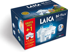 Carica l'immagine nel visualizzatore di Gallery, Cartuccia filtro acqua LAICA Bi-Flux - Preserva i sali minerali riducendo cloro e metalli pesanti - Riduce la durezza dell'acqua del rubinetto - Filtro per caraffe acqua, confezione da 4