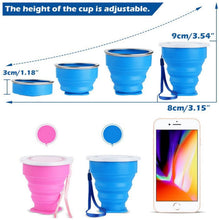 Carica l'immagine nel visualizzatore di Gallery, Ruesious 2*Tazza Pieghevole Retrattile Portabile a Livello Alimentare Senza BPA Silicone Outdoor Tazza per Viaggio, Campeggio, Escursionismo e al Lavoro. Risparmio Spazio. (Blu e Rossa)