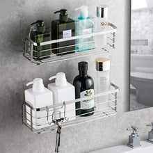 Carica l&#39;immagine nel visualizzatore di Gallery, Avoalre Adesiva Mensola per Doccia Bagno con Ganci Rimovibile Nessuna Perforazione Acciaio Inossidabile 304 per la Cucina WC, – 2 Pezzi, Colore Argento