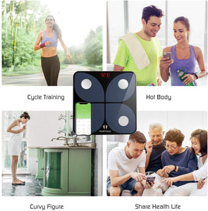 Bilancia Pesa Persona Digitale Bilancia Pesapersone Impedenziometrica Intelligente Wireless per IOS e Android Integrata con 13 Indici di Misurazione Massa Grassa, Massa Magra e Metabolismo Basale