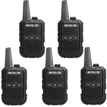Carica l&#39;immagine nel visualizzatore di Gallery, Retevis RT15 Mini Walkie Talkie 2W 208DCS Squelch Professionali 5 Pezzi, Nero - Ilgrandebazar