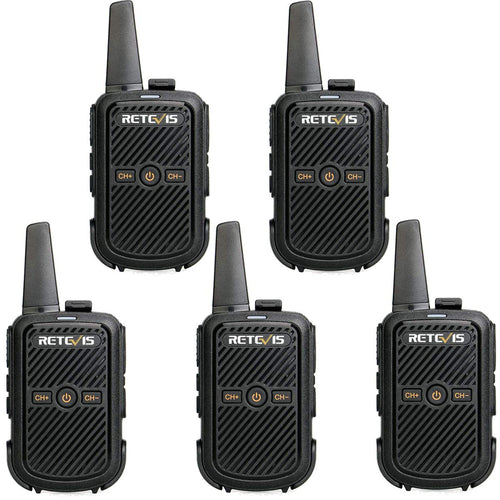 Retevis RT15 Mini Walkie Talkie 2W 208DCS Squelch Professionali 5 Pezzi, Nero - Ilgrandebazar