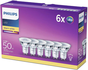 Philips LED Spot - Confezione Faretti LED, Attacco GU10, 4.6 W Equivalenti a 50 W, Luce Bianca Naturale Calda, 6 pezzi