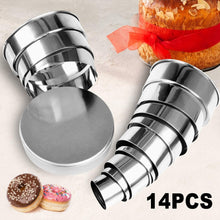 Carica l&#39;immagine nel visualizzatore di Gallery, JTENG 14PCS Coppapasta Rotondo Acciaio Inox Tagliapasta Aperta Tondo Stampi per Biscotti Formine Dolci Formine Rotonde con Una Scatola,per Gli Appassionati di Cottura, Pasta di Zucchero e Ciambella