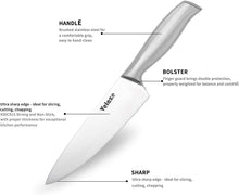 Carica l'immagine nel visualizzatore di Gallery, Velaze Set Coltelli, Set Coltelli da Cucina in Acciaio Inossidabile Set 16 Pezzi, Ceppo Coltelli, Coltello Cucina Professionali Chef con Blocco Coltelli in Lengo Negro