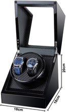 Carica l&#39;immagine nel visualizzatore di Gallery, Kalawen Scatola Carica Orologi Automatici con Motore Ultra-silenzioso per 2 Orologi da Polso Watch Winder di Pelle e Legno, Alimentazione da Cavo Adattatore/Batterie, 5 Programmi Regolabili Argento