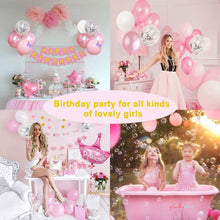 Carica l'immagine nel visualizzatore di Gallery, Decorazioni per Feste di Compleanno con Cake Topper DIY, Happy Birthday Banner di Buon Compleanno, Rosa Palloncini con Coriandoli con Lettere, per Ragazza Compleanno Decorazioni Feste