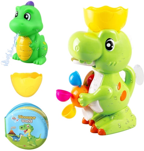 BeebeeRun Baby Bath Toy Giocattolo da Bagno di Dinosauro con Dino Bath Libro Fontana di Dinosauro Giocattolo da Bagno Gioco per Bambini Bambini Ragazzi Ragazze 1 2 3 4 Anni