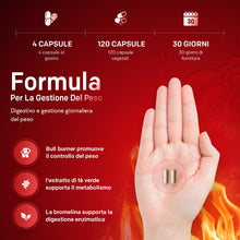 Carica l'immagine nel visualizzatore di Gallery, BullBurner Brucia Grassi Potenti Veloci, Drenante Forte Dimagrante Efficace, 120 Capsule per Dimagrire Velocemente Donna e Uomo con Glucomannano, Carnitina, Bromelina, Te' Verde - Prodotto in Italia