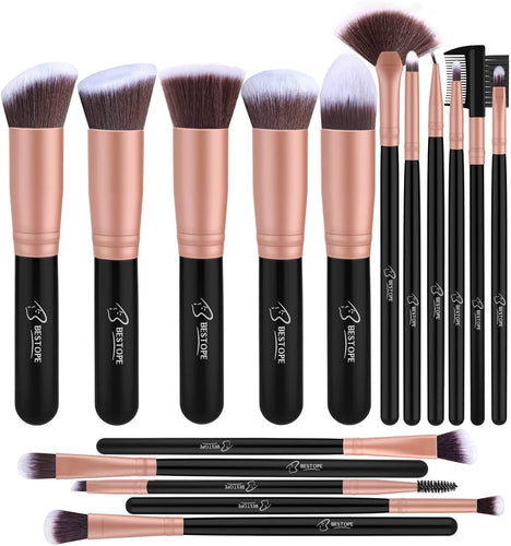 Pennelli Make Up BESTOPE Pennelli per il Trucco Set di 16 Pennelli per il Make-up Professionali, Eyeliner, Ombretto, Sopracciglia.