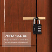 Carica l&#39;immagine nel visualizzatore di Gallery, Lucchetto Combinazione, [Confezione Da 2] [Nuova Versione] Diyife Nero - Ilgrandebazar