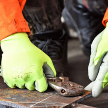 Carica l&#39;immagine nel visualizzatore di Gallery, Vgo,15 paia, guanti da lavoro e giardinaggio in PU, 10/XL, Verde Fluorescence