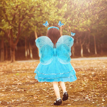 Carica l&#39;immagine nel visualizzatore di Gallery, VOWOV Costumi di ali di fata della ragazza di Halloween per vestire il costume della festa di compleanno, 3-10 anni Blu