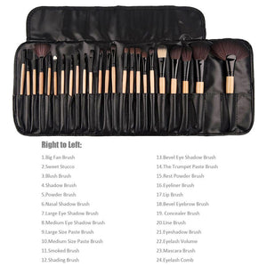 Pennelli Make Up,Cadrim 24 pezzi Set di pennelli professionali per Madera - Ilgrandebazar