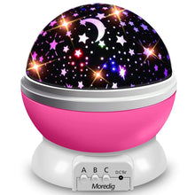 Carica l'immagine nel visualizzatore di Gallery, Moredig - Lampada Proiettore Stelle Bambini, Luce Notturna Bambini con 8 Colori Luci &amp; 360° Rotazione, Luce Notte per Bambini, Neonati, Compleanno, Natale, Halloween, Vivai - Rosa A-rosa