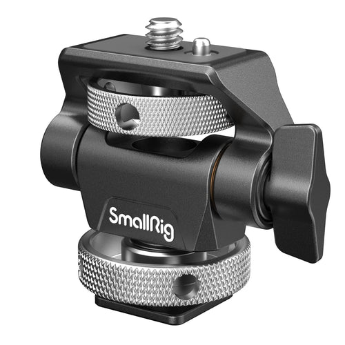 (Aggiornato) SMALLRIG Cold Shoe Supporto per Monitor Supporto per Monitor Regolabile Girevole e Inclinabile con Perni di Posizionamento Rimbalzanti per Monitor da 5