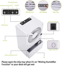 Carica l'immagine nel visualizzatore di Gallery, Winload Raffreddatore D'aria Mini, 3 in 1 Portatile Refrigeratore D'aria, Condizionatore Portatile Mini con Serbatoio Dell'acqua, 3 Velocità, Mini Evaporativo Umidificatore per Casa, Ufficio
