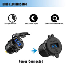 Carica l&#39;immagine nel visualizzatore di Gallery, GemCoo QC3.0 Presa USB per Auto Doppio in Alluminio, 12V / 24V 36W 2 Blu
