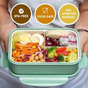 Sinwind Lunch Box, Porta Pranzo, Bento Box con 3 Scomparti e Verde