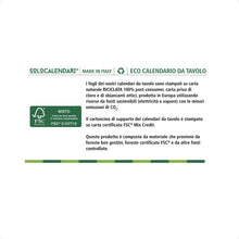 Carica l&#39;immagine nel visualizzatore di Gallery, Calendario da Tavolo 2024 con Feste Settimane Lune e Santi con Numeri Grandi - Calendario 2024 da scrivania - Calendario ECOLOGICO 100% Certificato FSC® - 1 PZ