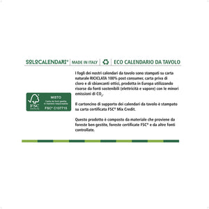 Calendario da Tavolo 2024 con Feste Settimane Lune e Santi con Numeri Grandi - Calendario 2024 da scrivania - Calendario ECOLOGICO 100% Certificato FSC® - 1 PZ