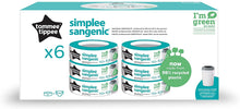 Carica l'immagine nel visualizzatore di Gallery, Tommee Tippee Simplee Sangenic Ricarica x 6, solo per contenitori Simplee Sangenic, fino a 180 pannolini 6 Unità Bianca