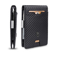 Carica l'immagine nel visualizzatore di Gallery, TRAVANDO Portafoglio Uomo con Clip per Contanti LONDON - 10 Tasche per la Carte - Porta carte di credito - Protezione RFID - Regalo perfetto per gli Uomini - Confezione Regalo (Carbon)