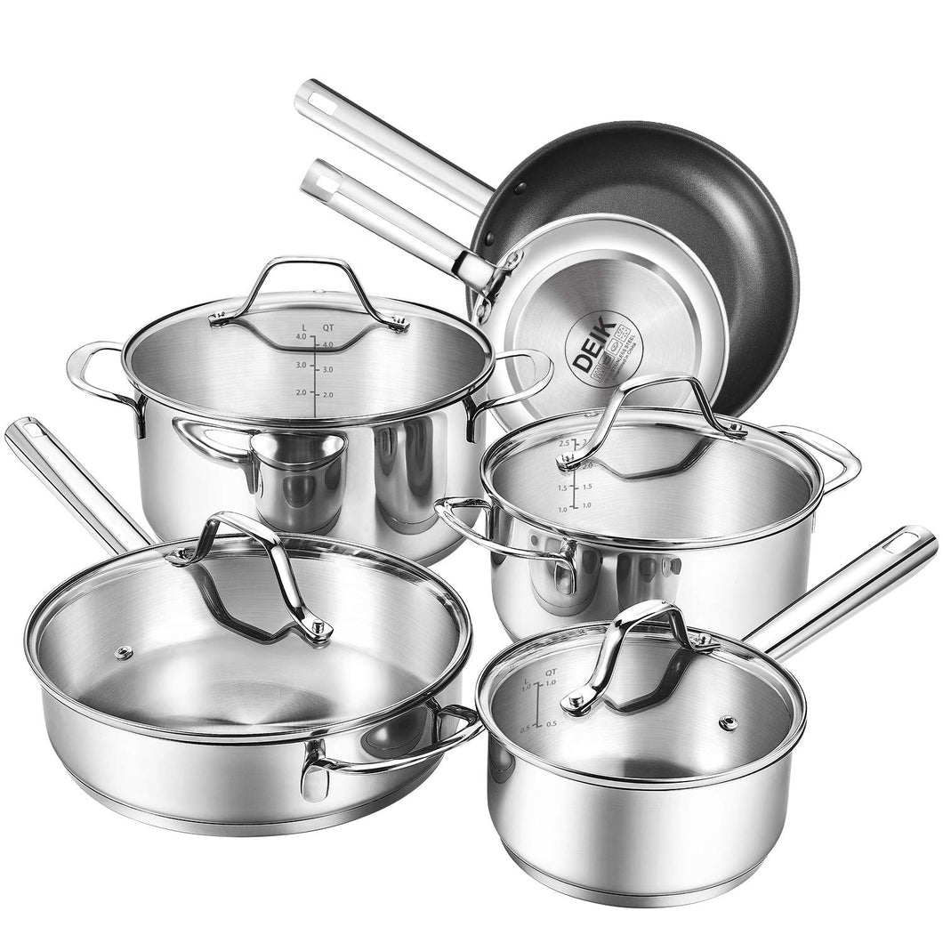 Deik Set pentole induzione, Batteria pentole, 12 Pezzi, Acciaio Inossidabile - Ilgrandebazar