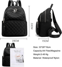 Carica l'immagine nel visualizzatore di Gallery, Travistar Zaino Donna Borsa Zainetto Donna a Tracolla da Donna in Nylon Impermeabile Borsa da Scuola Casual Zaini da Donna Zaino Ragazza Piccolo Antifurto Zainetto da Donna, Nero