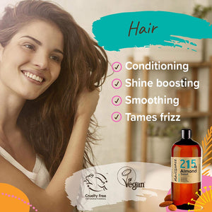 Naissance Mandorle Dolci Naturale 1L – Vegan, senza OGM – Ideale per la cura della Pelle e dei Capelli, l’Aromaterapia e come olio da Massaggio di base