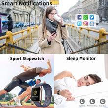 Carica l&#39;immagine nel visualizzatore di Gallery, Smartwatch, KUNGIX Orologio Fitness Tracker Uomo Donna, Smart Watches Impermeabile IP68 con Cardiofrequenzimetro da Polso&amp;Monitor Del Sonno, Activity Tracker Sport Bambini Cronometro per Android iOS