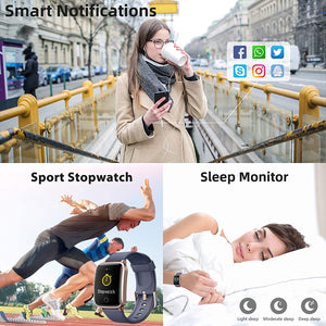 Smartwatch, KUNGIX Orologio Fitness Tracker Uomo Donna, Smart Watches Impermeabile IP68 con Cardiofrequenzimetro da Polso&Monitor Del Sonno, Activity Tracker Sport Bambini Cronometro per Android iOS