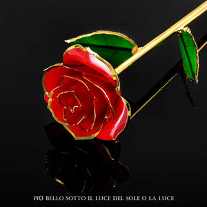 FORGIFTING Fiore di Vera Rosa Placcata con Oro 24K, Rose Rossa - Ilgrandebazar
