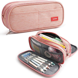 Astuccio Grande Vnieetsr | Tre Scomparti, Capacità 50 Penne | Organizer In Tela 22x8x10 Cm | Multiuso Scuola, Ufficio, Viaggio