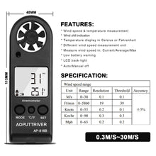 Carica l&#39;immagine nel visualizzatore di Gallery, AOPUTTRIVER Anemometro Digitale anemometro Portatile per AP-816B Anemometer - Ilgrandebazar