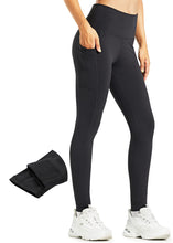 Carica l&#39;immagine nel visualizzatore di Gallery, Libin Leggings Termici da Donna Inverno Leggings con Fodera in Pile Resistente all&#39;Acqua Pantaloni Caldi Vita Alta Leggings da Trekking con Tasche, Nero, M