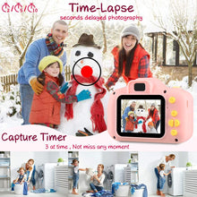 Carica l'immagine nel visualizzatore di Gallery, Fotocamera per Bambini Fotocamera Digitale Portatile con Scheda SD 32 GB TF Card HD da 2 Pollici 1080P Mini Ricaricabile Videocamera per Giocattoli Regalo Ragazzi Ragazze da 3 a 12 Anni (Rosa)