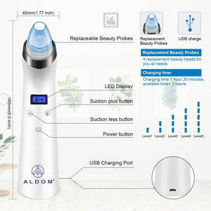Aspiratore Punti Neri Rimozione di Comedone Aspira Punti Neri Estrattore Punti Neri Professionale Punti Neri USB Ricaricabile Rimozione Punti Neri Pulizia Viso Punti Neri per Comedoni Brufoli Acne