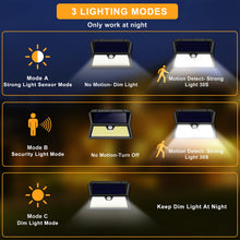 Carica l&#39;immagine nel visualizzatore di Gallery, Luce Solare LED Esterno, 2200mAh Faretto LED da Esterno con Sensore di Movimento, 185 LED/ 3 Modos Lampada Solare da Esterno, IP65 Impermeabile LED Lampione per Giardino, Parete, Garage[2 Pezzi]