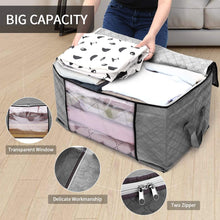 Carica l'immagine nel visualizzatore di Gallery, king do way 4PCS Custodia per Trapunte e Coperte, Porta Abiti Grande capacità con Manico Rinforzato, Organizzatore Pieghevole Traspirante con Cerniera in Acciaio Inossidabile 60x43x35 cm(Grigio)