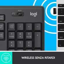 Carica l'immagine nel visualizzatore di Gallery, Logitech MK295 Kit Mouse e Tastiera Wireless, Tecnologia Silenttouch, Tastierino Numerico, Tasti Scelta Rapida, Tracciamento Ottico, Ricevitore USB Nano, Layout Italiano Qwerty, Grigio