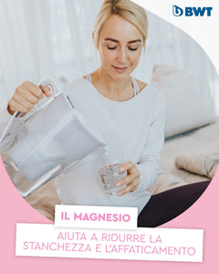 BWT Filtro acqua Vida White da 2,6 l con 1 cartuccia filtrante in magnesio | per acqua potabile | Filtri calce, cloro, piombo e rame