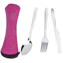 Carica l&#39;immagine nel visualizzatore di Gallery, TankerStreet Camping Posate in Acciaio Inox 3 Pezzi 3 Pack, Fucsia - Ilgrandebazar