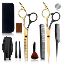 Carica l'immagine nel visualizzatore di Gallery, Serda-Run Forbici Parrucchiere Professionali Kit, Forbici Per Sfoltire I Capelli, Forbici Barba/ Testurizzare Set Di Forbici Per Parrucchieri Professionali Per La Casa (Nero-Oro)
