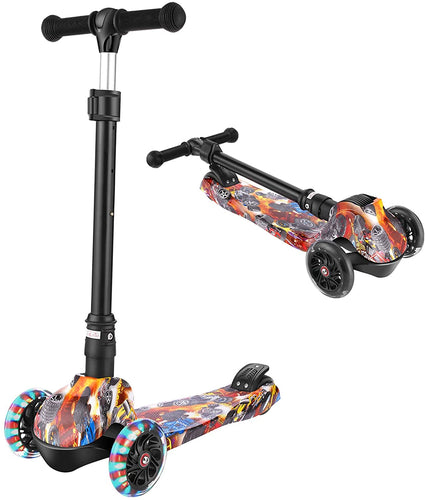 WeSkate Monopattino Bambini a 3 Ruote Illuminate per Ragazze e Ragazzi Monopattino Pieghevole e Regolabile in Altezza, Carico Massimo 50 kg