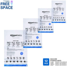 Carica l'immagine nel visualizzatore di Gallery, Amazon Basics - Sacchetti sottovuoto con pompa a mano, confezione da 12 (3 jumbo, 3 grandi, 3 medi, 3 piccoli) 12-Pack Single