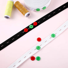 Carica l&#39;immagine nel visualizzatore di Gallery, 11 Yarde Elastica per Asole Bobina di Fasce Elastiche Cavo Elastico Piatto a Fascia da Cucito con Asola, 2 Pacchi (Bianco e Nero, 1,5 cm di Larghezza)