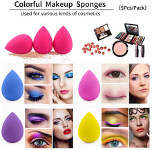 Carica l&#39;immagine nel visualizzatore di Gallery, BEAKEY 5 pz Set di trucco spugna Blender beauty, fondotinta spugnetta, ottimo per liquidi, creme e polveri, multi colore trucco spugne