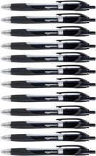 Carica l'immagine nel visualizzatore di Gallery, Amazon Basics Penne a scatto con inchiostro gel nero, punta fine, confezione da 12, Black